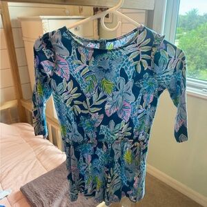 Lilly Pulitzer Girls Vibrant Blue and Pink Floral Romper